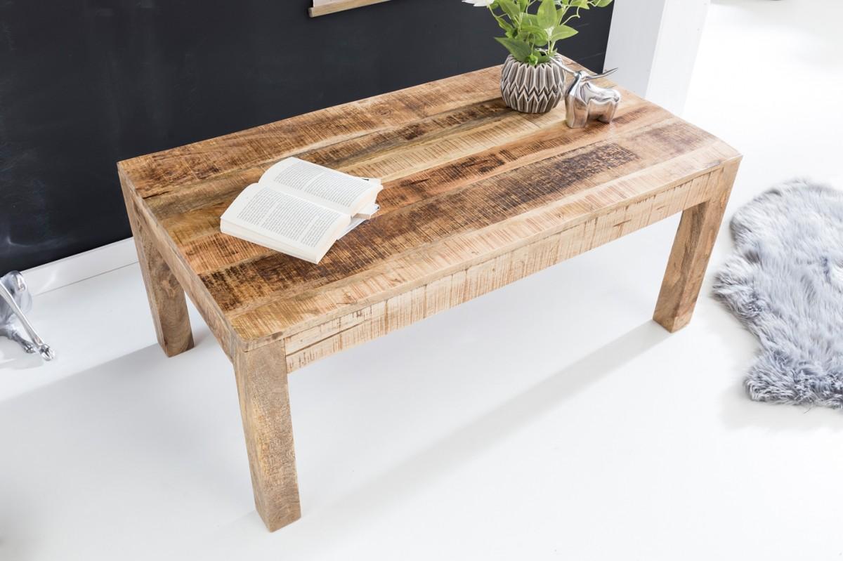 Wohnling Couchtisch RUSTICA 110 x 60 x 47 cm Massiv-Holz Mango