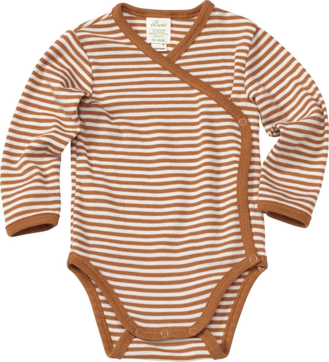 Baby Wickelbody, Gr. 50/56, aus Bio-Wolle und Seide, braun, weiß, 1 St