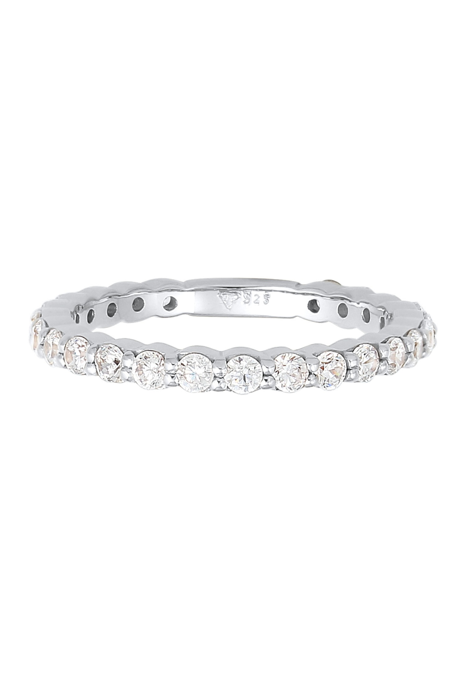 Elli moteriškas spindintis atminimo žiedas su kubinio cirkonio kristalais iš 925 prabos sidabro