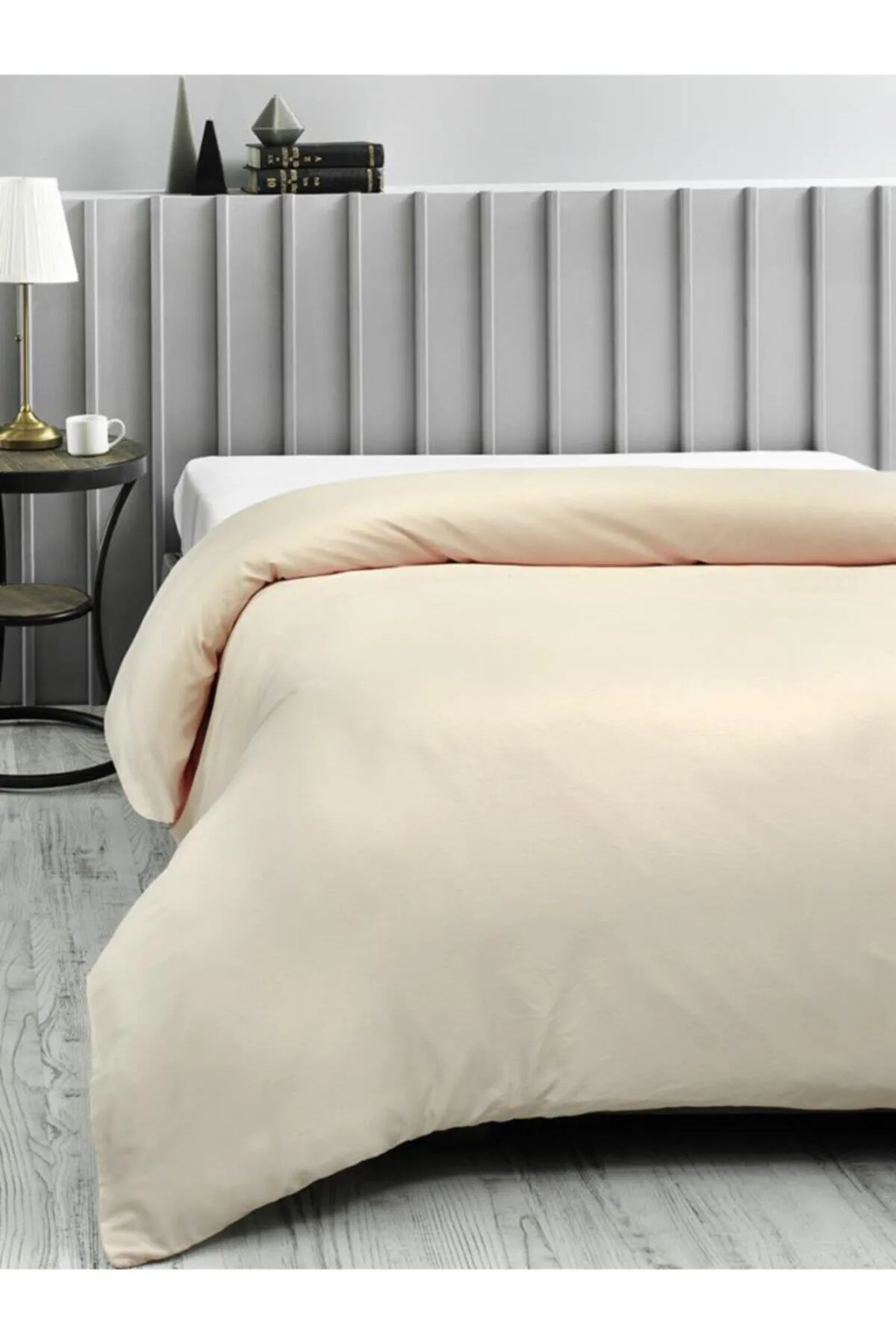 Karna Home  Klassischer Bettbezug/Bettbezug aus Baumwollsatin für Einzelbett, cremefarben