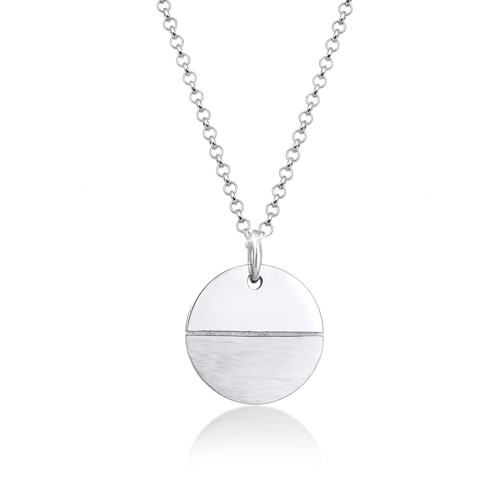 Elli Elli Collier Pendentif plaquette pour dames Look Geo Matte en 925/1000 argent mas Bijoux
