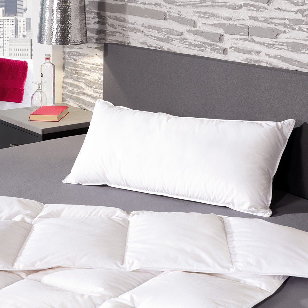 3-Kammer-Kopfkissen RIBECO Hotel Kopfkissen Luxus, RIBECO, Füllung: silberweiße Ente 90% Daunen, 10% Federn, Bezug: 100% Baumwolle, jeder Schlaftyp, Kissen, optimaler Liegekomfort, kompakt, Federkissen. Daunenkissen, Made in Germany, 3 Kammerkopfkiss