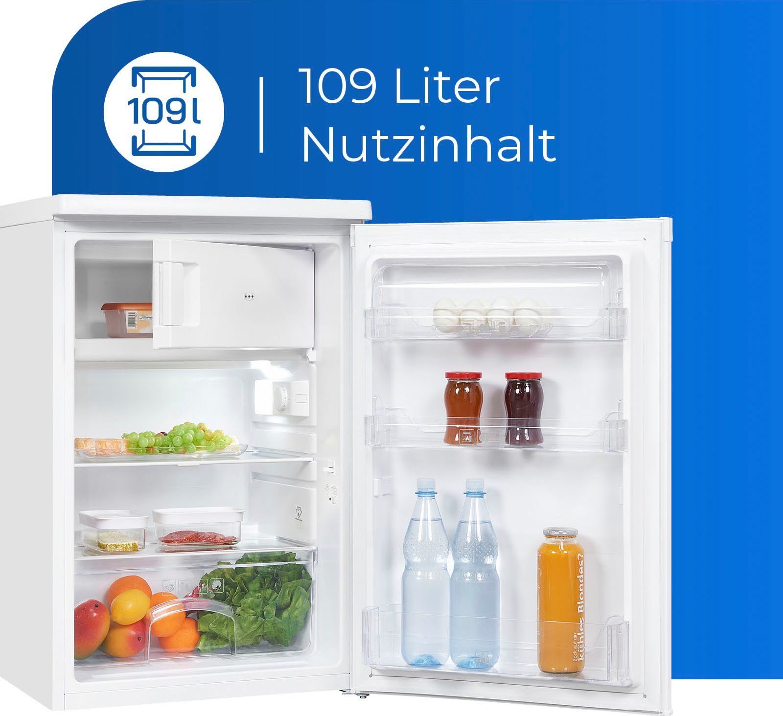 exquisit Kühlschrank KS16-4-E-040E weiss, 85,5 cm hoch, 55 cm breit