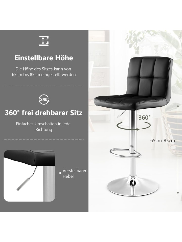 COSTWAY Barhocker drehbar höhenverstellbar in Schwarz günstig kaufen onesize