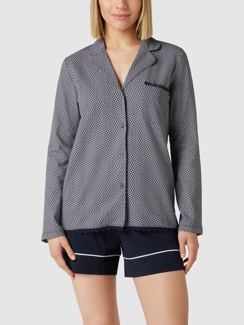 Pyjama-Oberteil mit Allover-Muster in dunkelblau