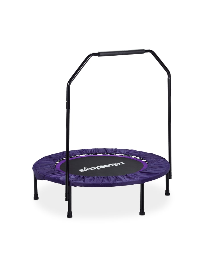 relaxdays Trampolin mit Haltestange in Schwarz-Lila - Ø 102 cm günstig kaufen onesize