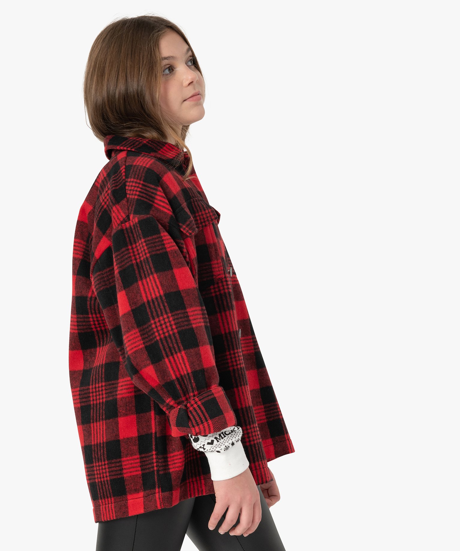 Veste fille faon chemise à carreaux | GEMO
