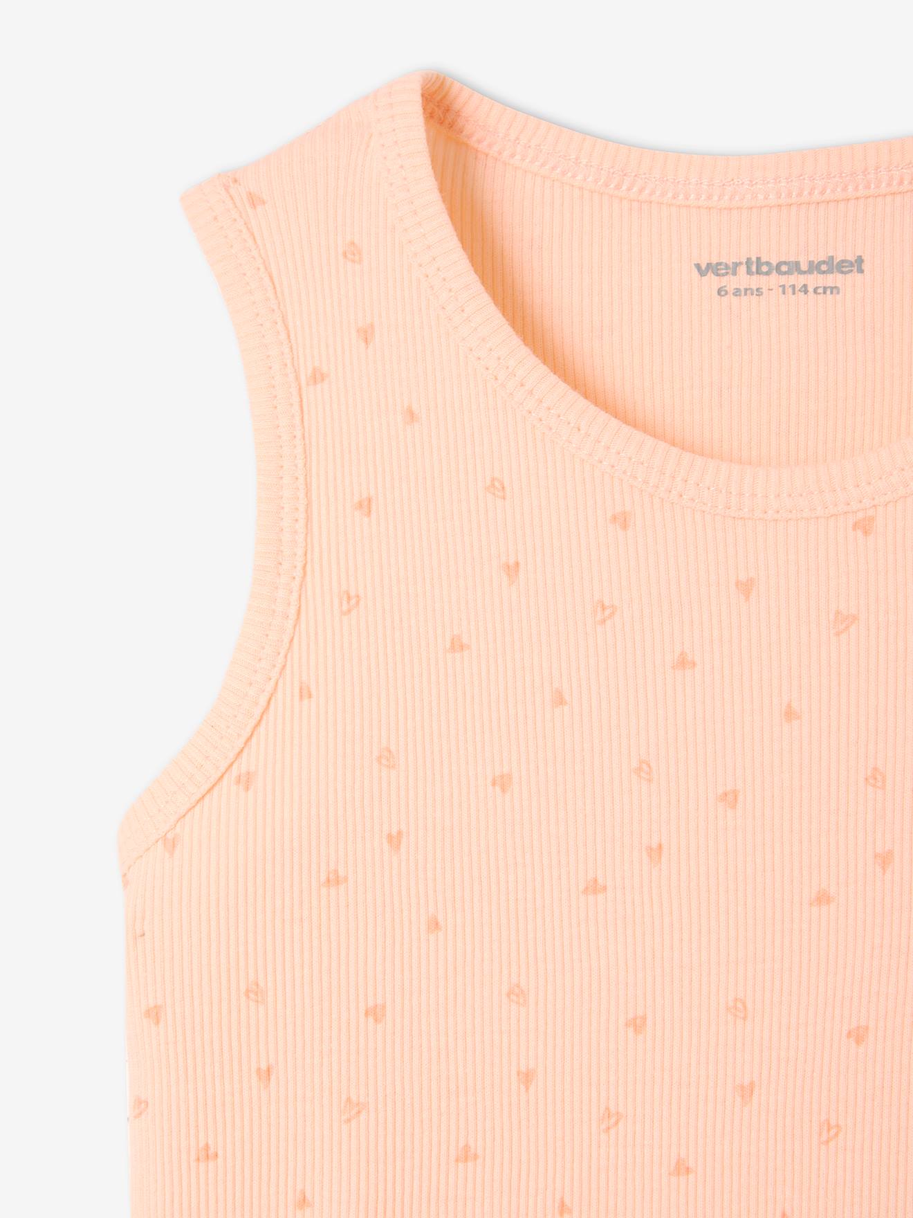Pyjashort fille + pochon en maille côtelée rose aop