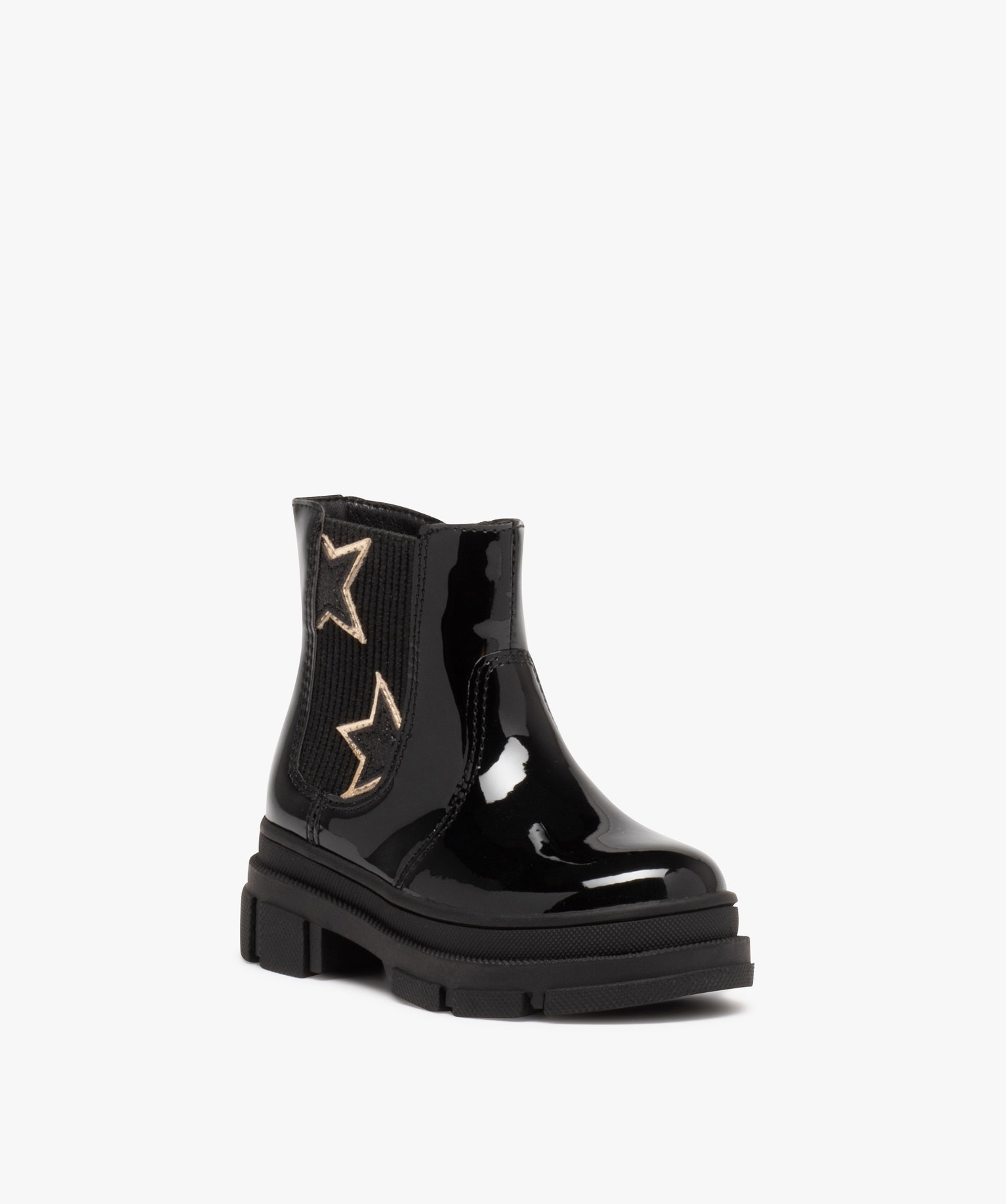 Boots fille style Chelsea dessus verni à semelle crantée e... noir | GEMO