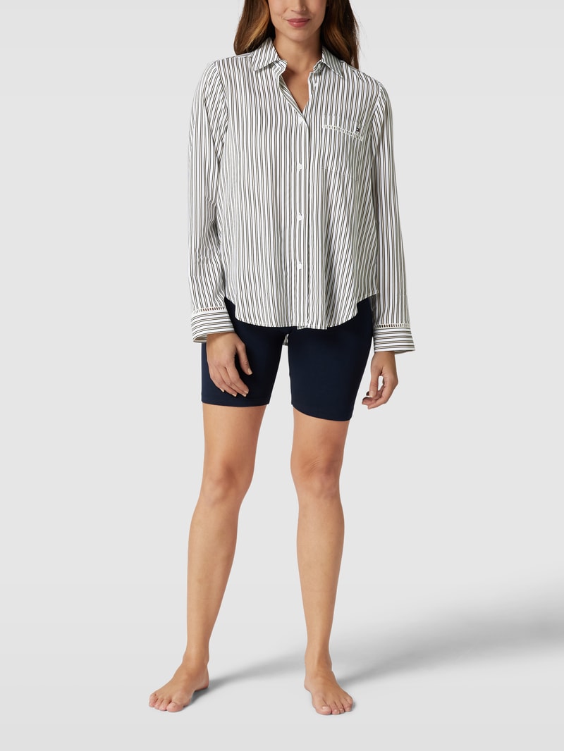 Pyjama-Oberteil mit Label-Stitching in beige
