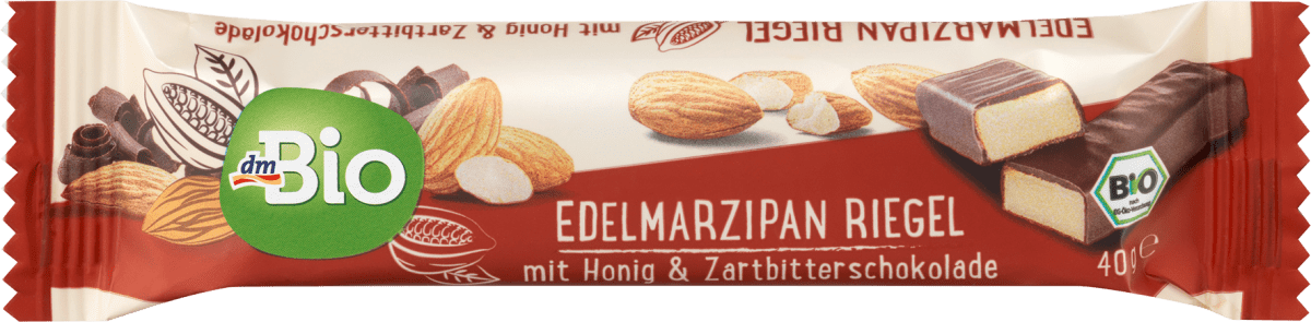 Schokoriegel, Edelmarzipan mit Honig & Zartbitterschokolade, 40 g