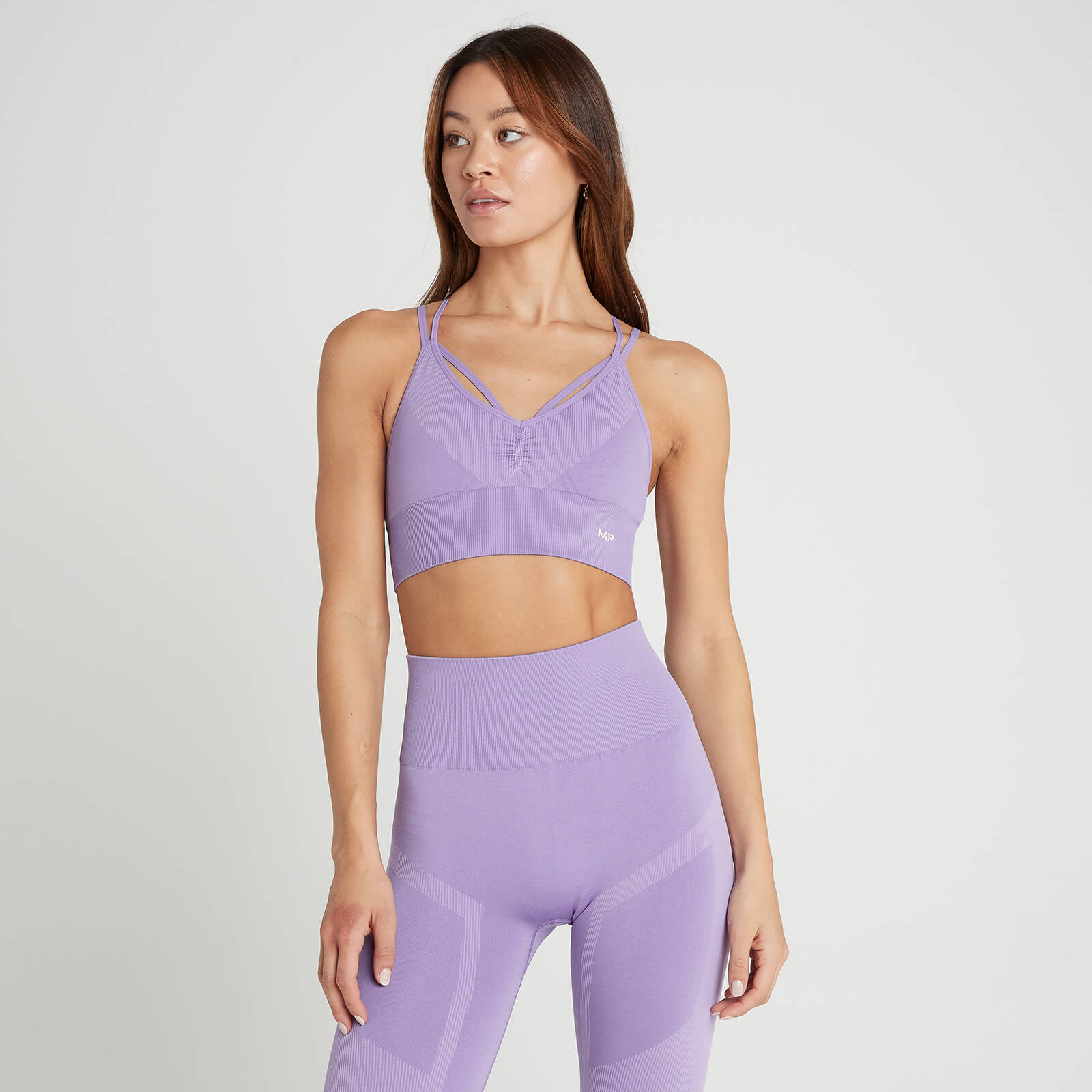 Brassière de sport sans coutures avec effet froncé MP Impact pour femmes – Lavande