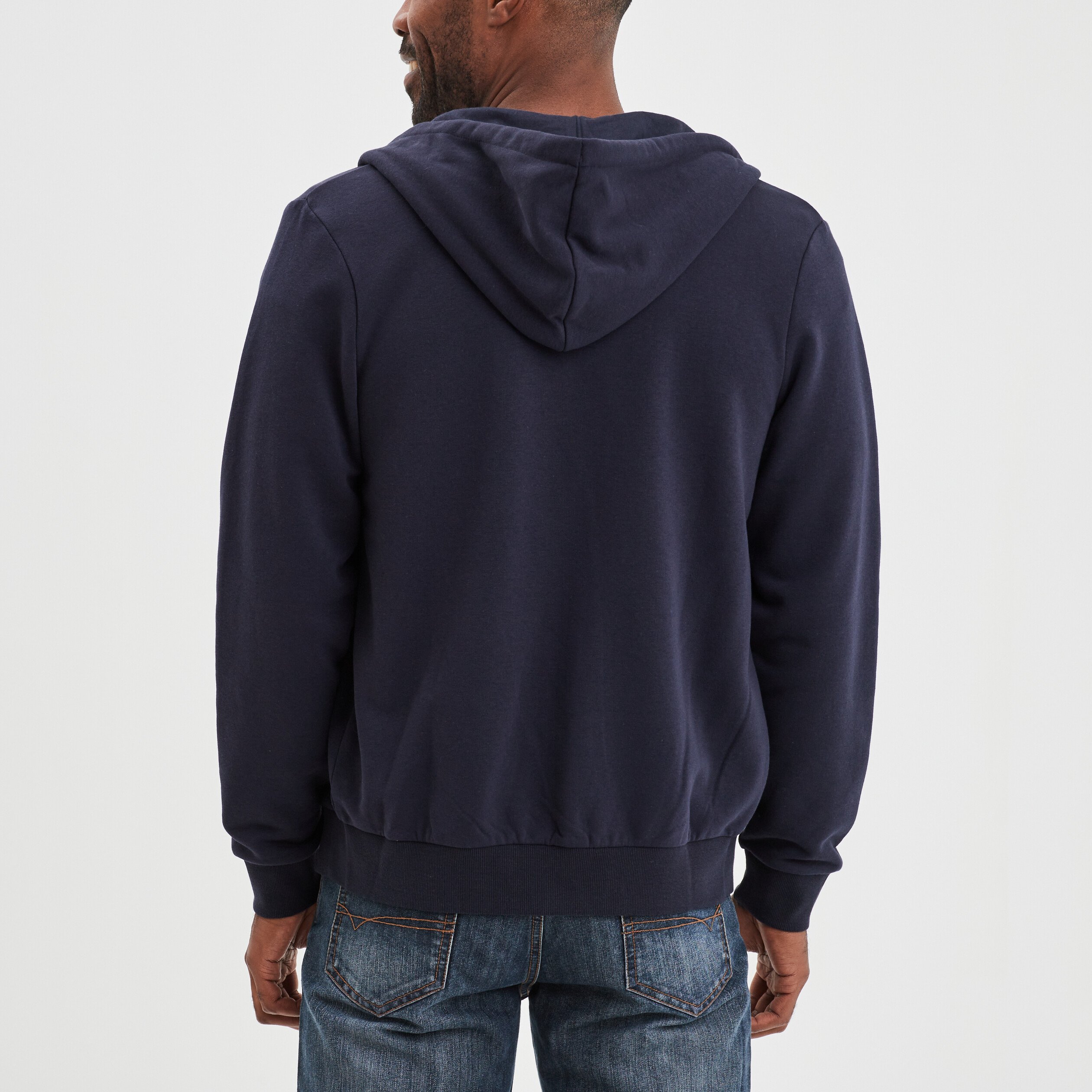 Sweat zippé molleton à capuche bleu marine homme | La Halle