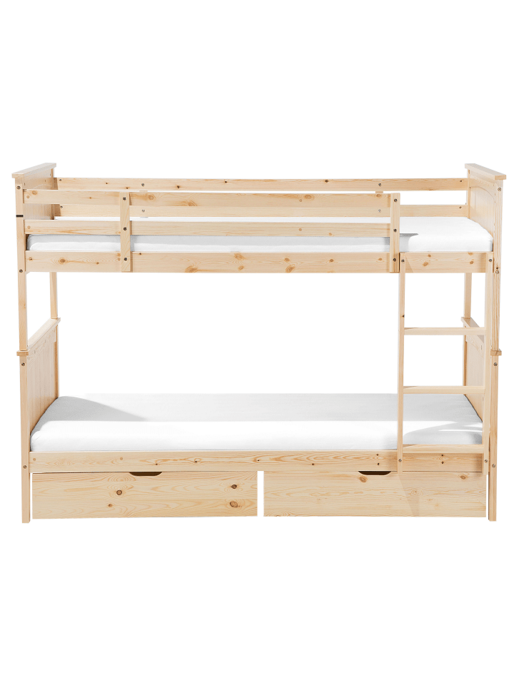 Beliani Hochbett ALBON in Heller Holzfarbton - (W) 97 x (H) 150 x (L) 208 cm günstig kaufen onesize