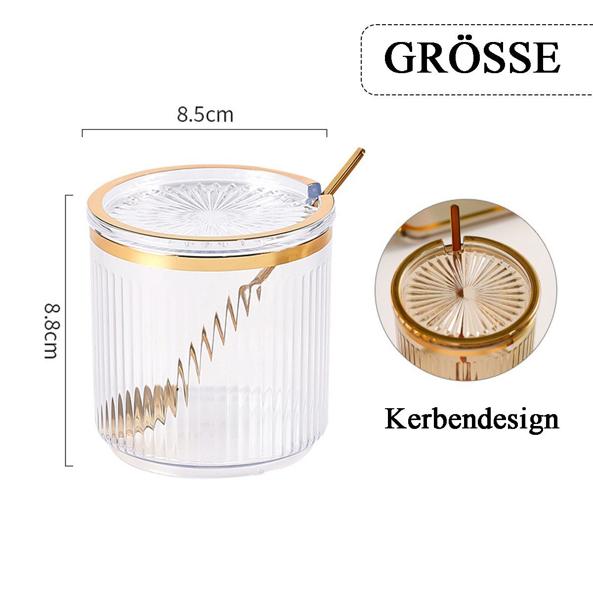 Einemgeld Gewürzbehälter 4 Stück Acryl-Gewürzgläser, mit Deckel, Löffeln und Tablett, 360ml, PET, Acryl, (Set, 4-tlg. Gewürzdose mit Deckel)