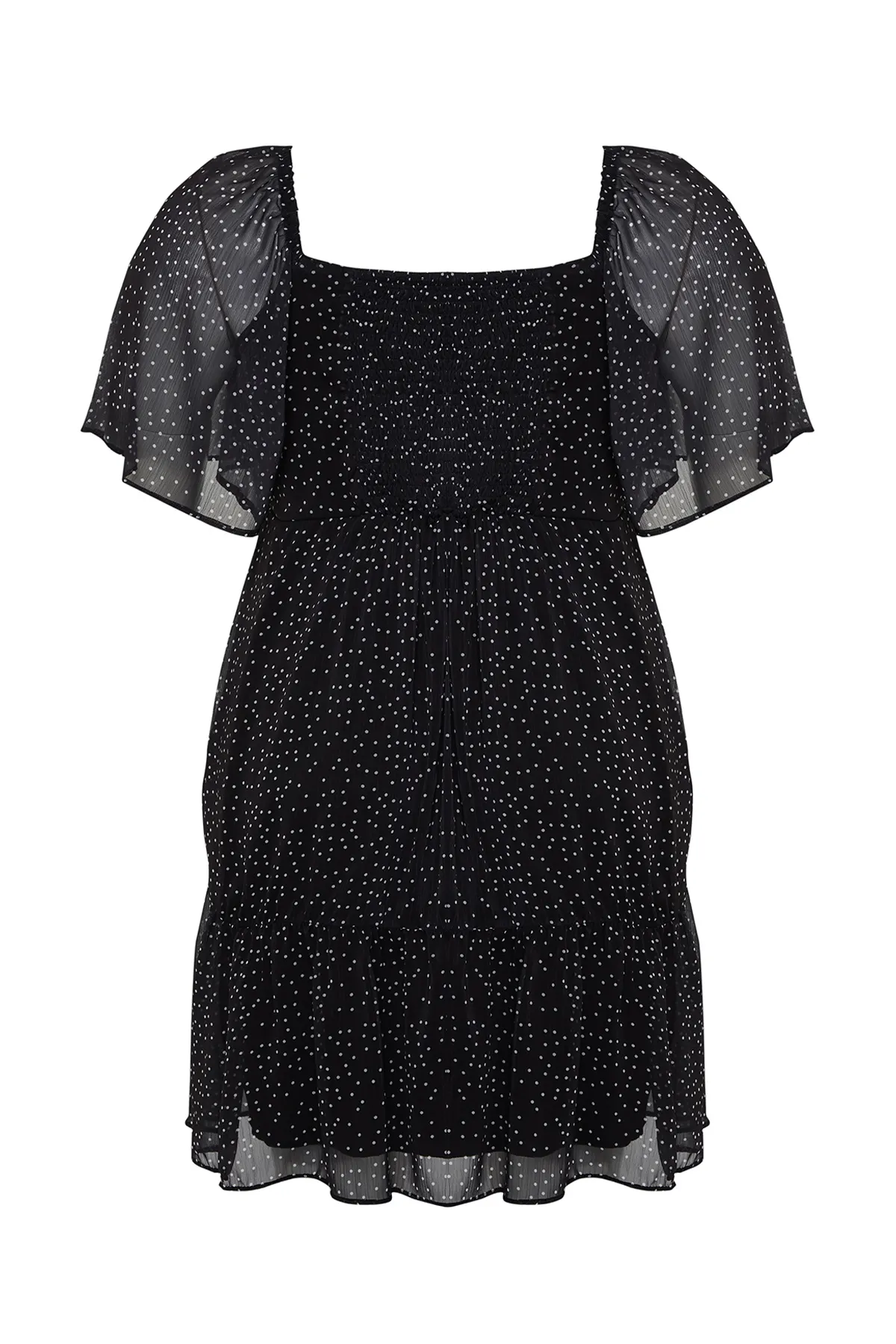Trendyol Curve  Schwarzes gewebtes Minikleid mit Polka Dots