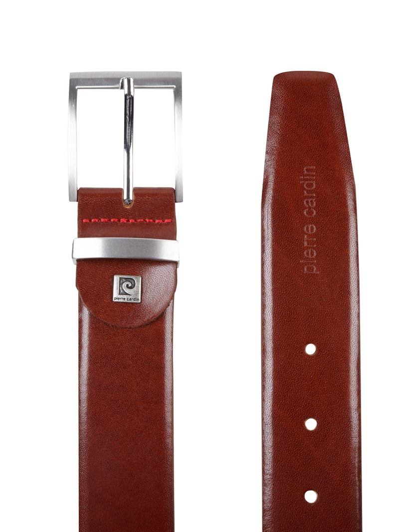 Ledergürtel mit Metallschlaufe in cognac