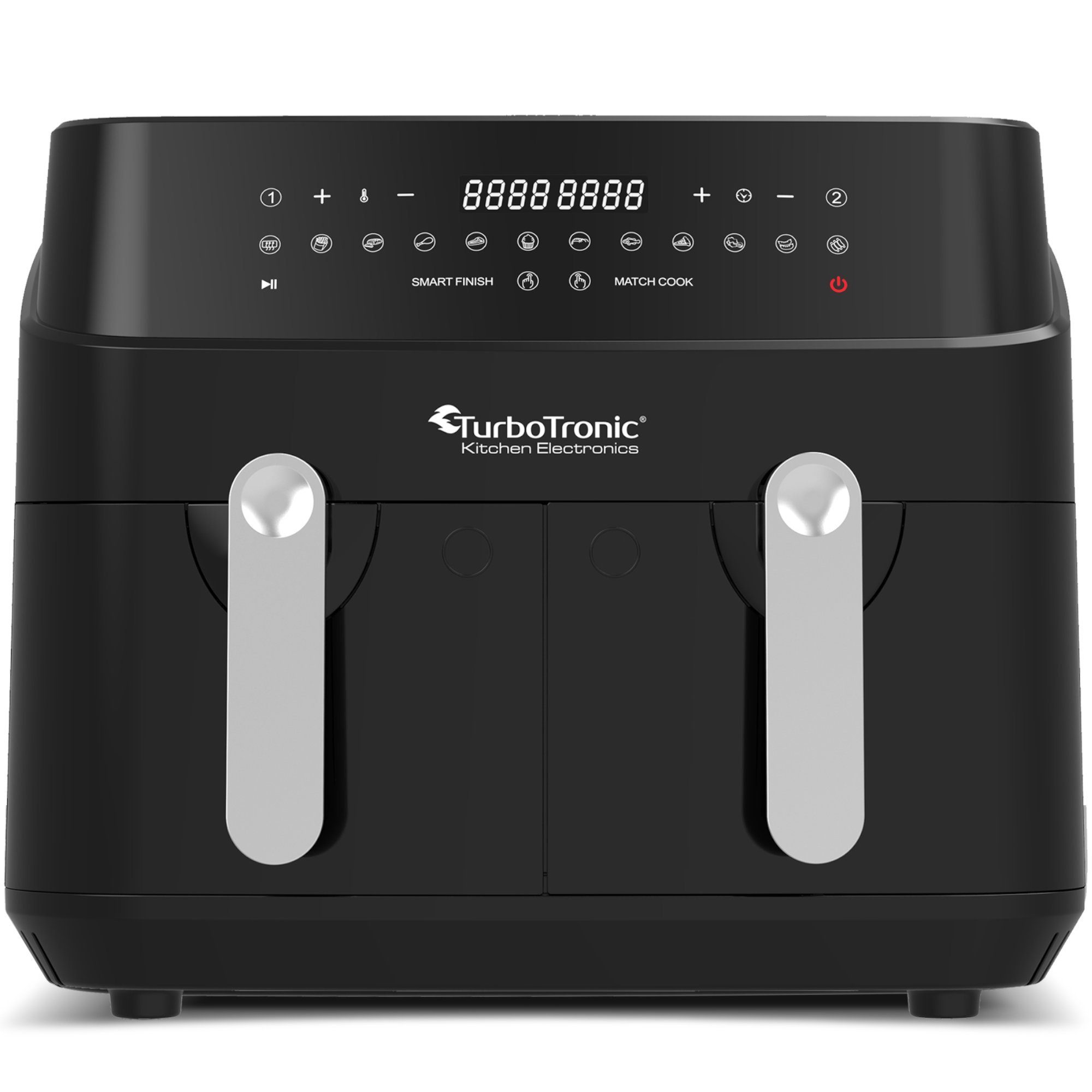 TurboTronic by Z-Line Heißluftfritteuse XXL Doppelkammer 2x 4,5 Liter, 50°C - 200°C, Power, dual, Camping, 3200 W, 12 Programme Fritteuse ohne Fett, digitaler doppel Airfryer Fettfrei