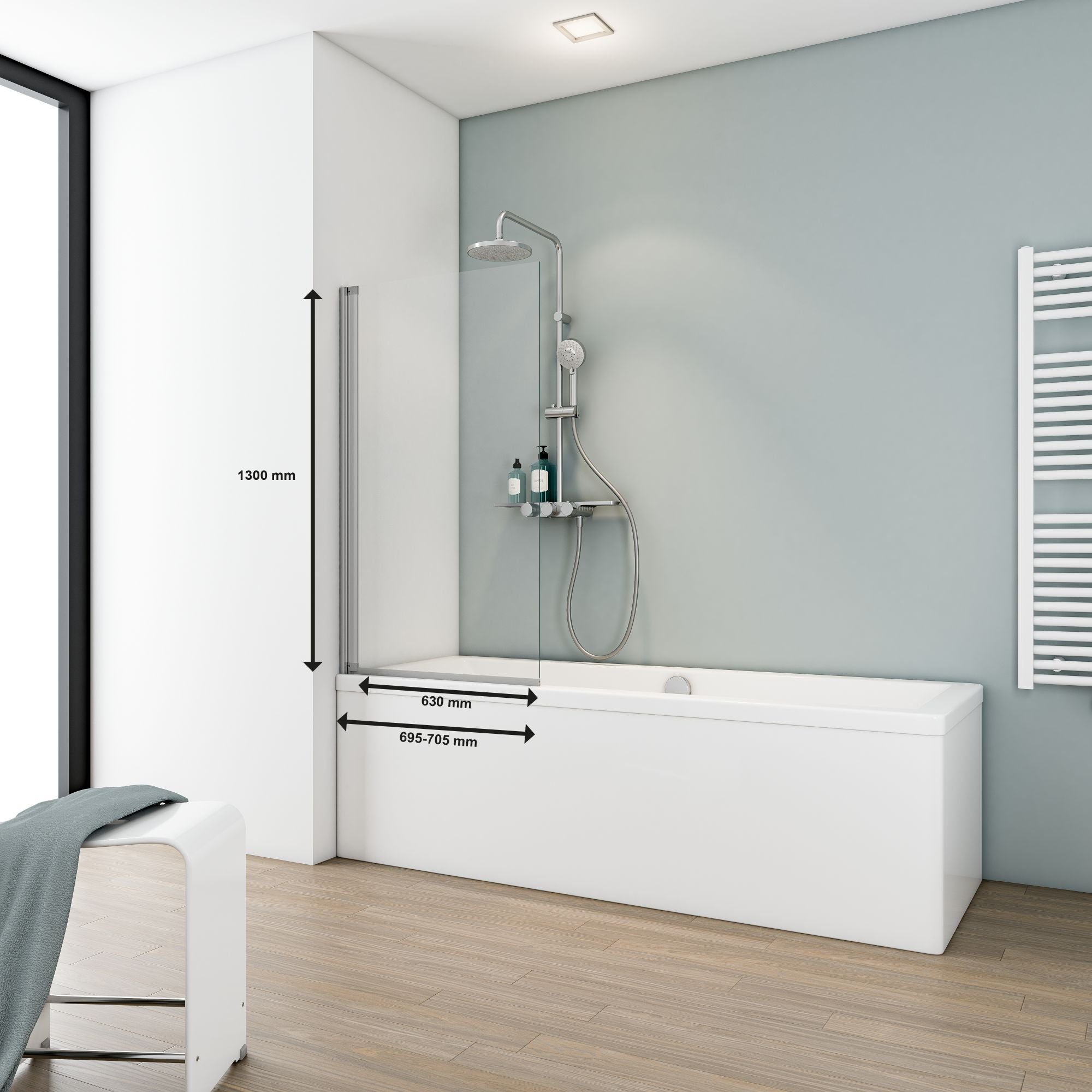 Schulte Badewannenaufsatz Komfort, 5 mm Sicherheitsglas, (1 tlg), BxH: 70 x 130 cm, pendelbar