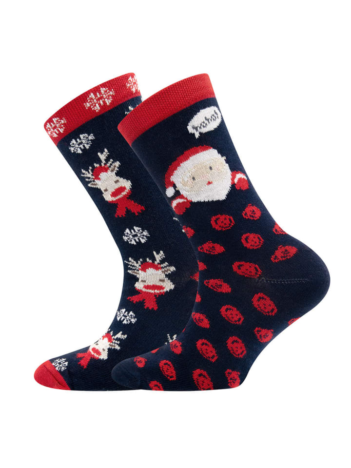 ewers 2er-Set Socken 2er Pack Rentiere/HoHoHo in bunt günstig kaufen