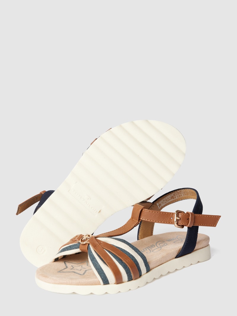 Sandalen mit Label-Applikation in marineblau