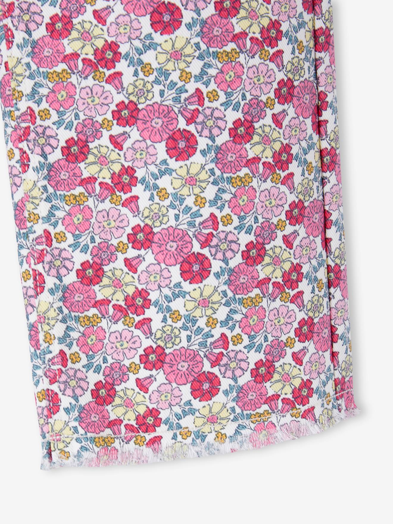 Vertbaudet Weite Mädchen Hose mit Blumen - rosa