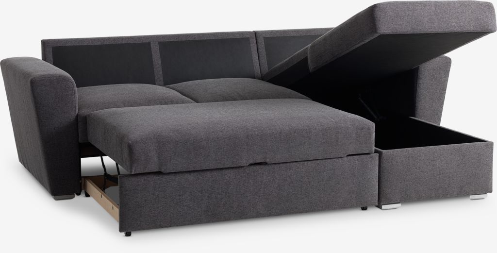 VEJLBY Canapé lit avec méridienne VEJLBY tissu gris foncé