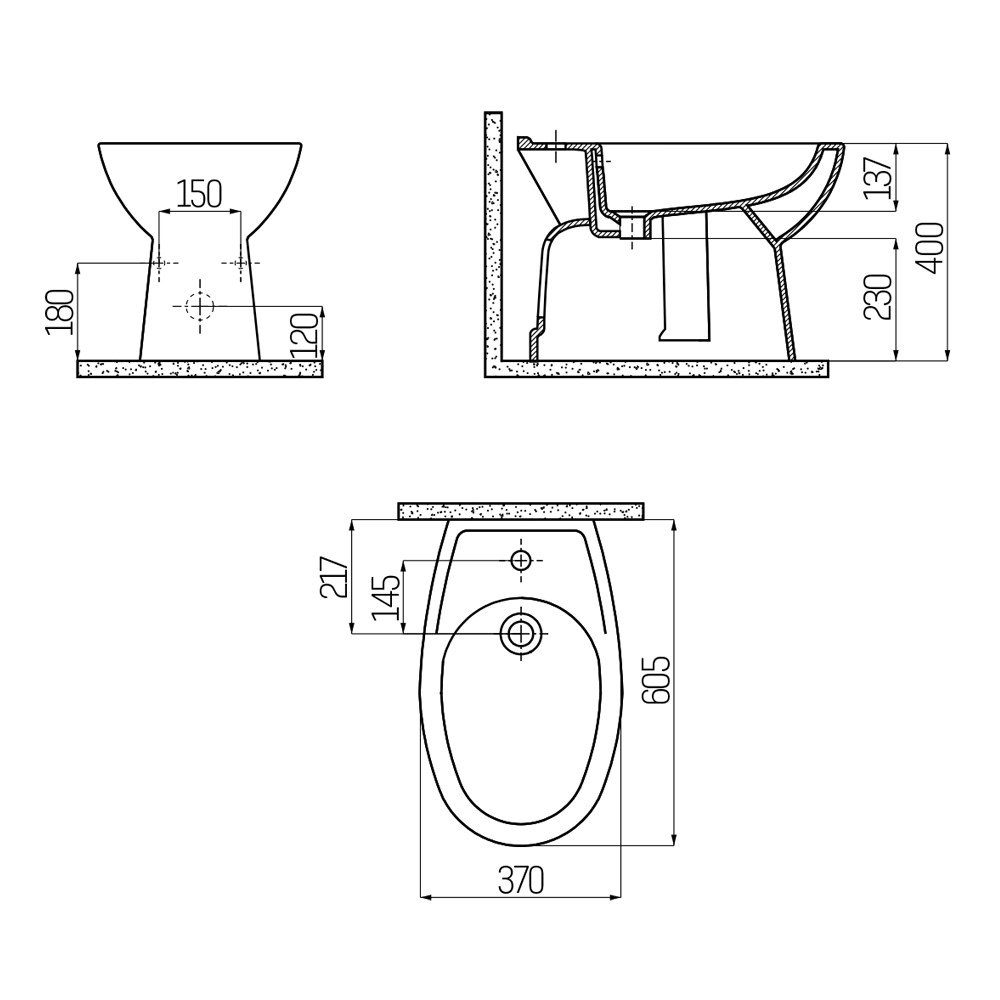 Creavit Bidet SD500-00CB00E-0000, oval, bodenstehend, einzel, 1 tlg.