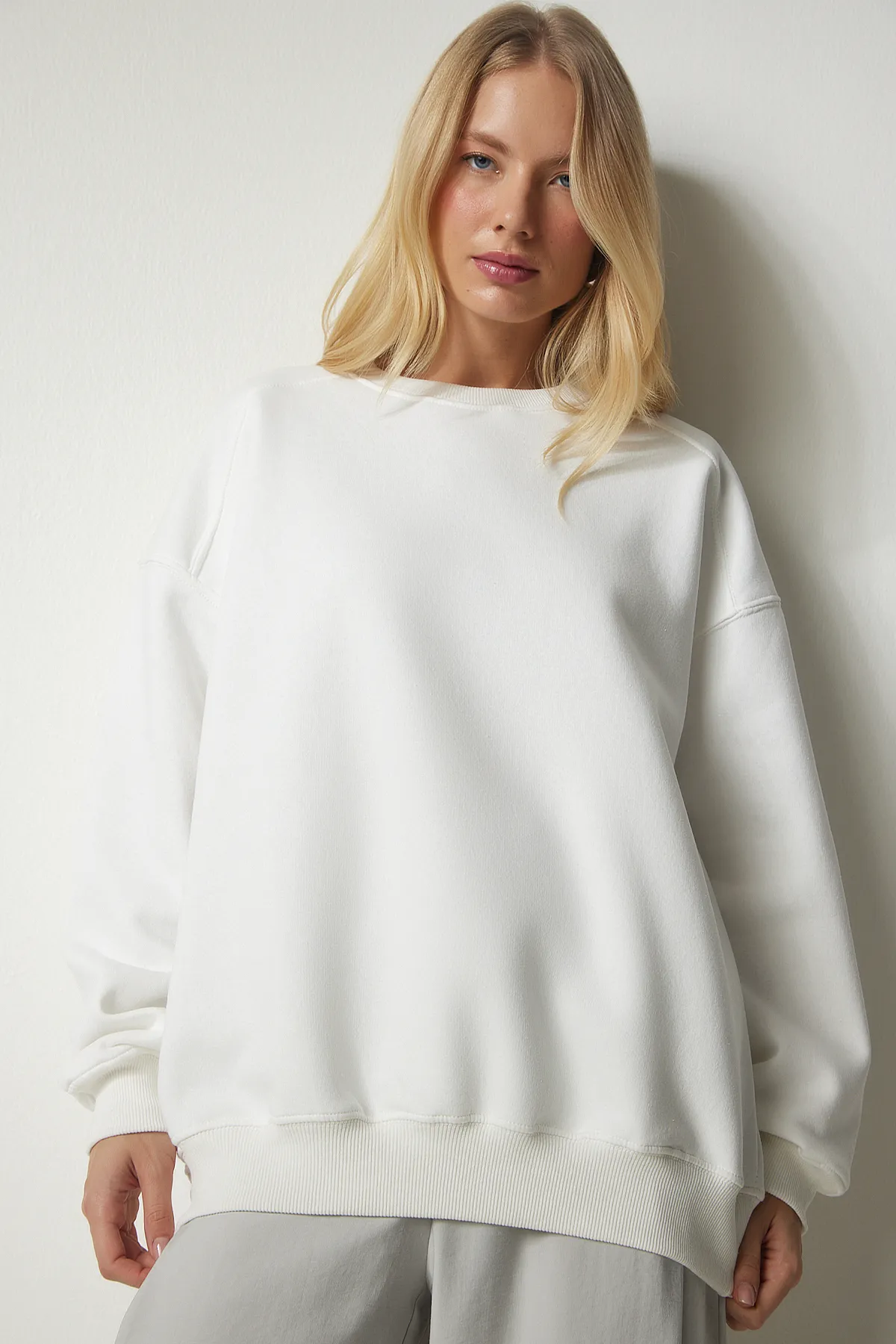 Happiness İstanbul  Sweatshirt - Ecru - Oversized