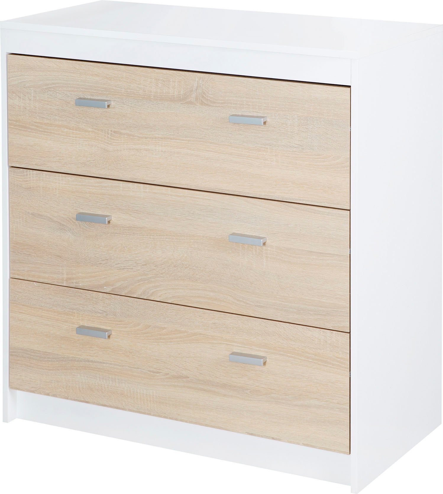 roba® Wickelkommode Gabriella, schmal, Weiß / Sonoma Eiche, Wickeltisch mit abnehmbarem Wickelansatz