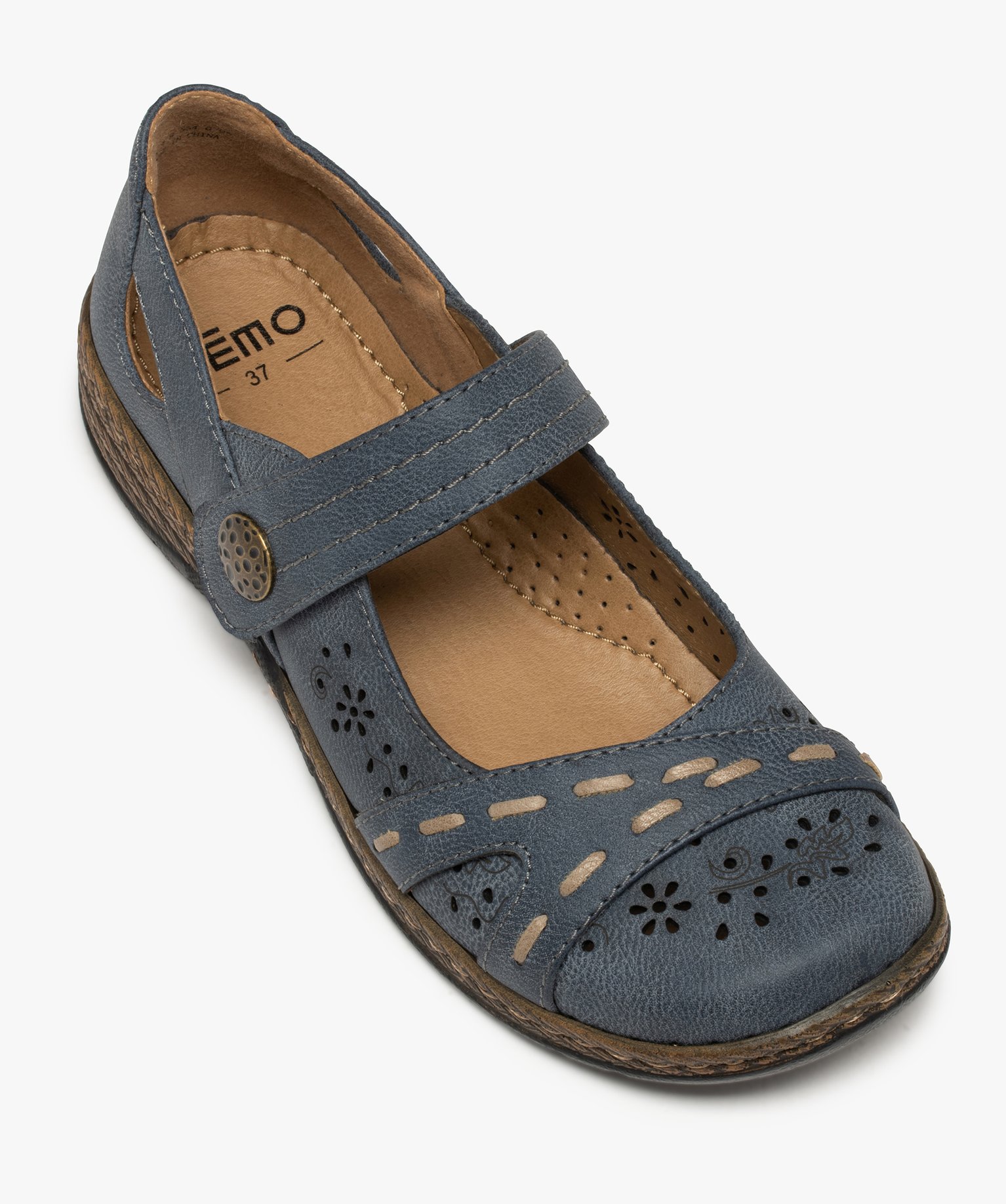 Babies femme confort à bride scratch et dessus fantaisie bleu fonce | GEMO