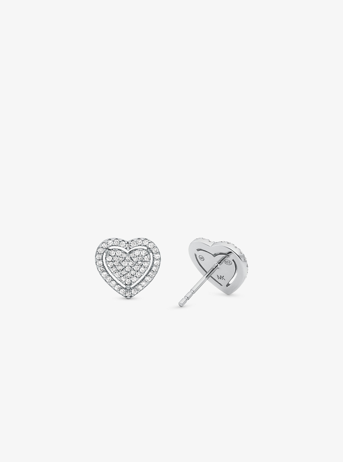 Orecchini a cuore in argento sterling placcato metalli preziosi con pavé di diamanti - ARGENTO
