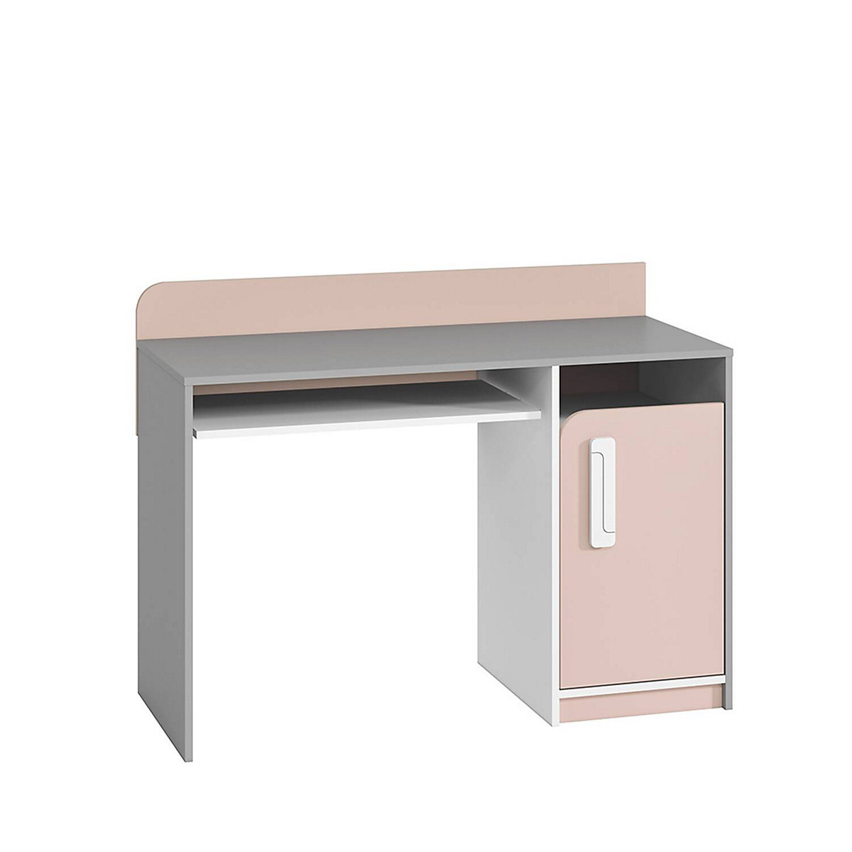 Kinderzimmer Schreibtich grau INGOLSTADT-131 mit Absetzungen in rosa, B/H/T: ca. 120/91/52 cm
