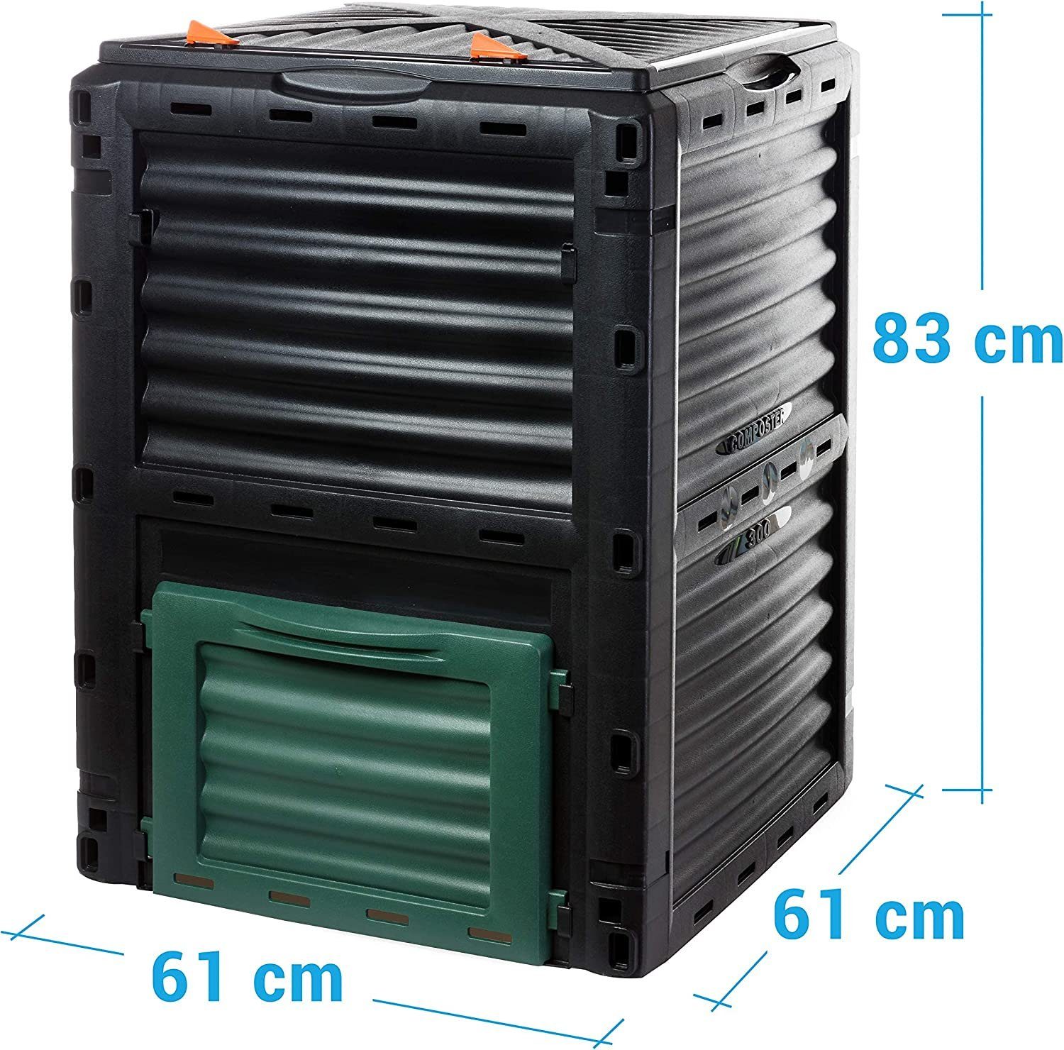 Centi Thermokomposter Gartenkomposter aus Kunststoff Schnellkomposter, Thermokomposter, 300 l, (1 St., 300L), Kompost Abfall Box Kompostierer mit Deckel verschließbar grün