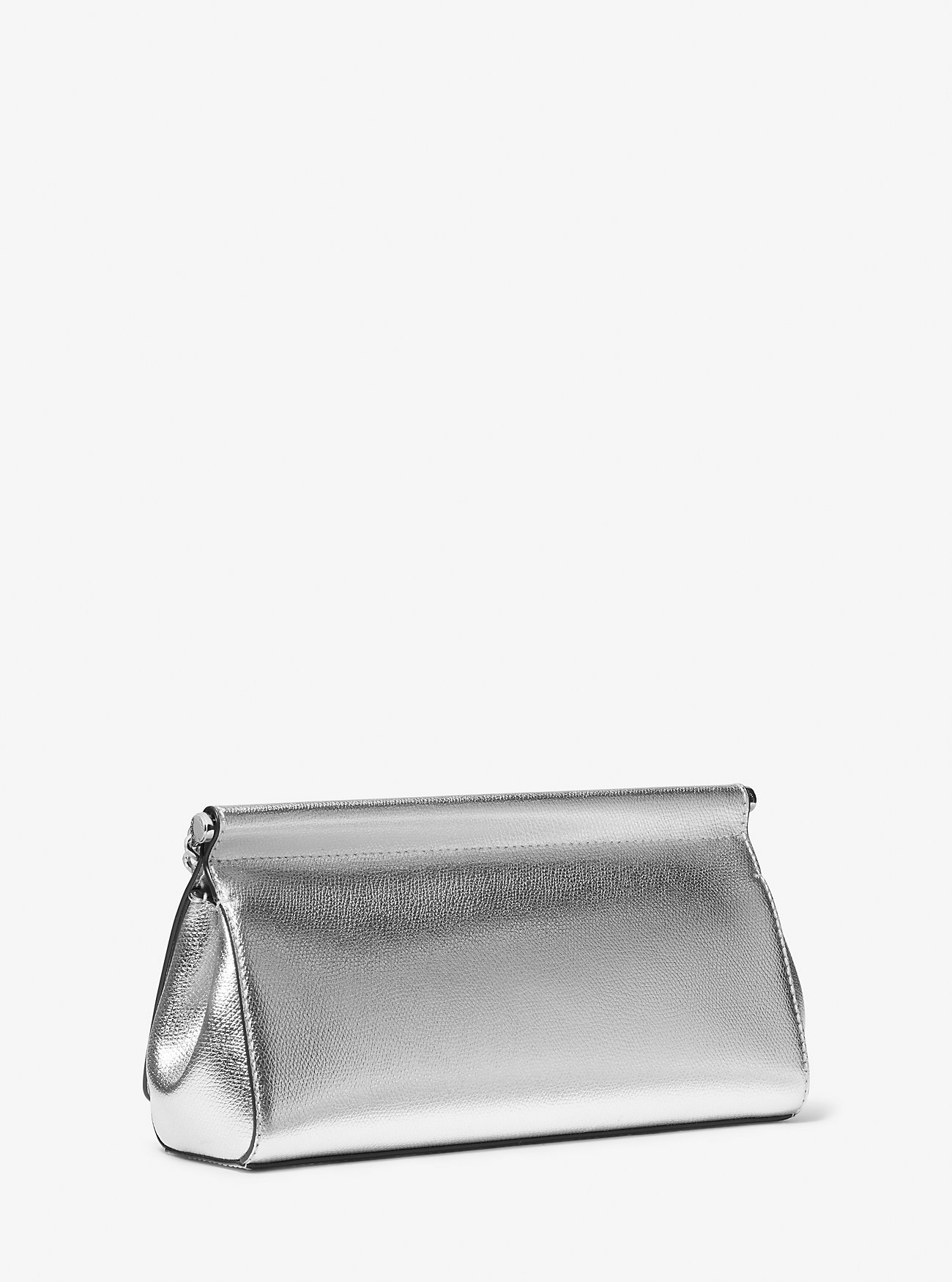 Carmine Medium Metallic Pebbled Leather Pochette - SILVER
