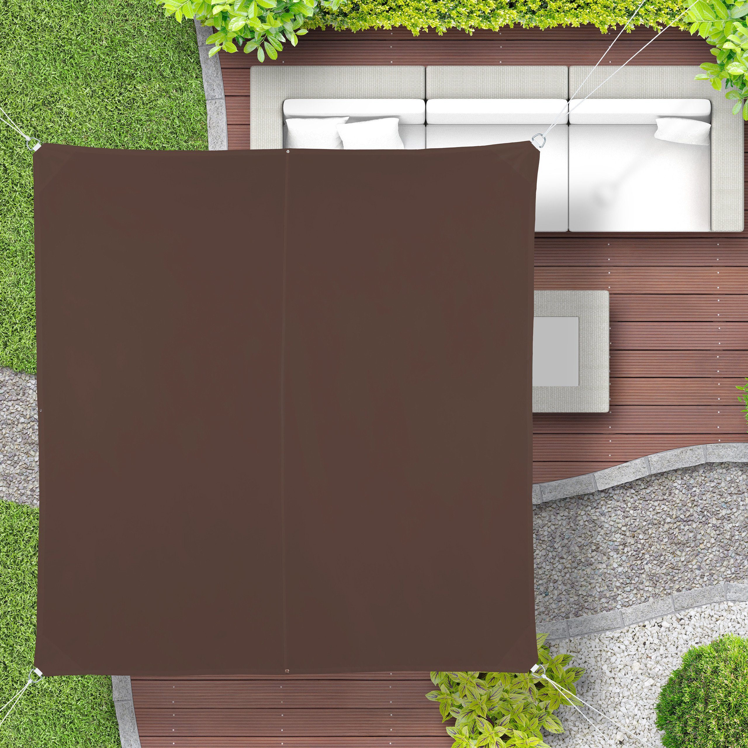 relaxdays Sonnensegel Sonnensegel Quadrat in Braun, 2 x 2 m