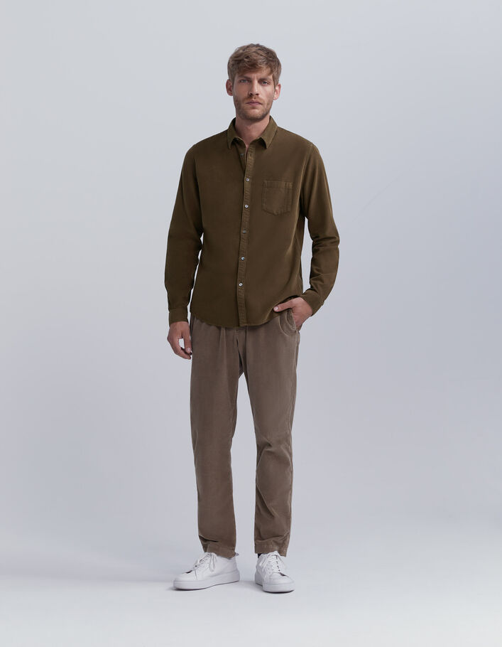 Chemise REGULAR cappuccino en velours milleraies Homme