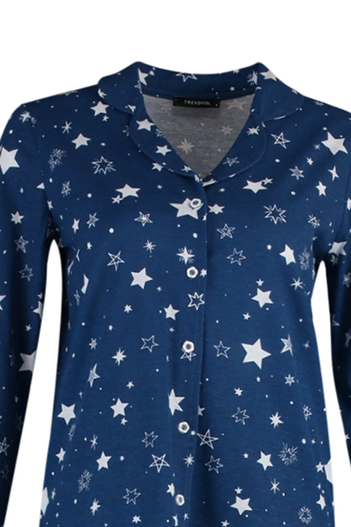 Trendyol Collection  Indigoblaues Pyjama-Set mit Sternmuster THMAW23PT00150