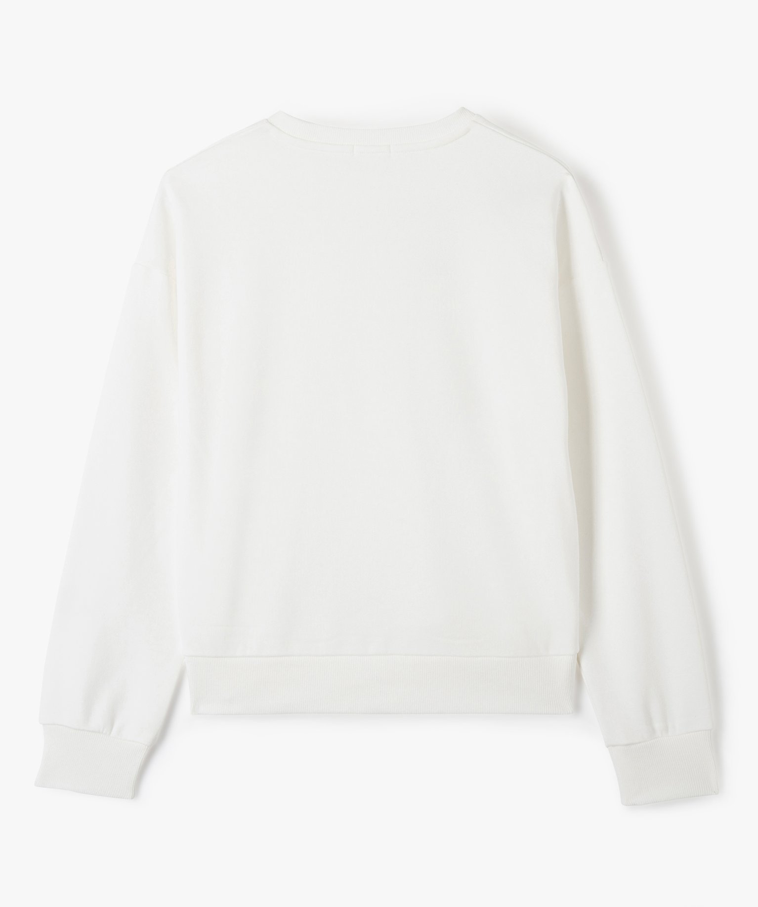 Sweat fille à motifs dorés spécial Nol ecru | GEMO