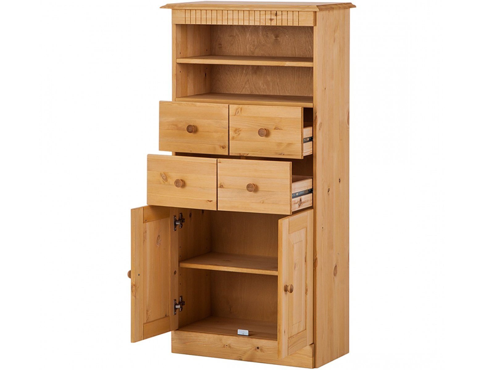 loft24 Vertiko Rico, 2 Türen+4 Schubladen, Höhe 120 cm, Midischrank, FSC-Zertifizierung Kiefer