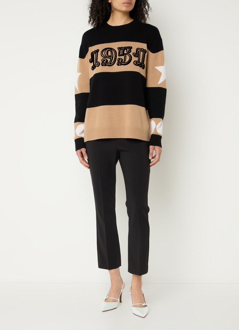 Maglione MaxMara Dirce in pregiata maglia di misto cashmere con stampa floccata