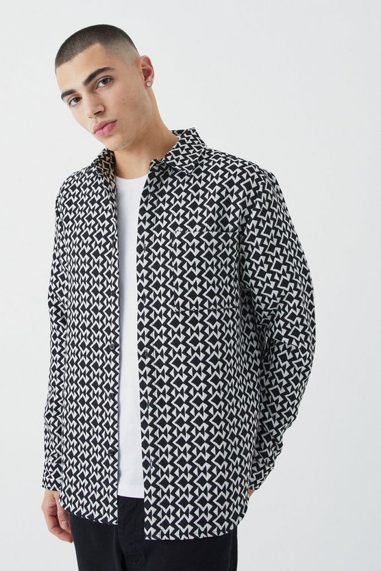 Langärmliges strukturiertes Overshirt