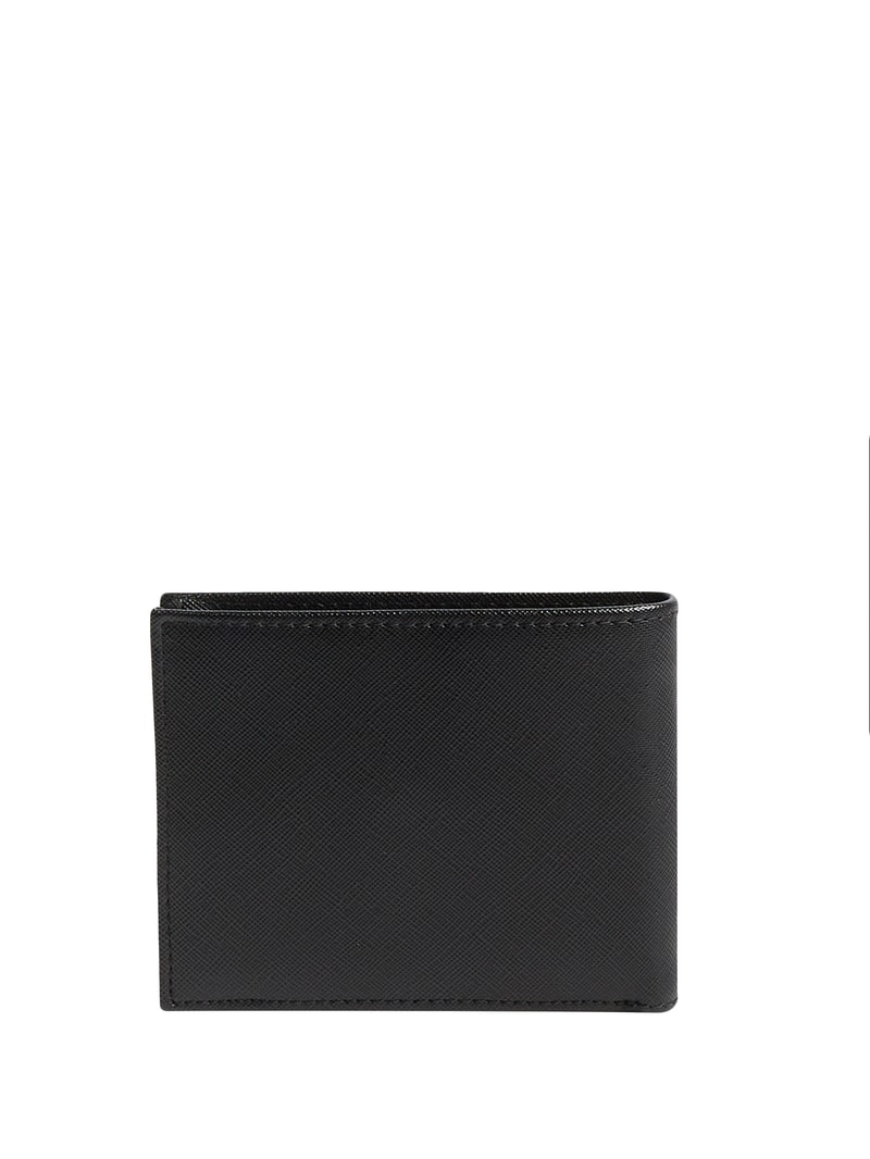 Portemonnaie mit Lederbesatz in schwarz