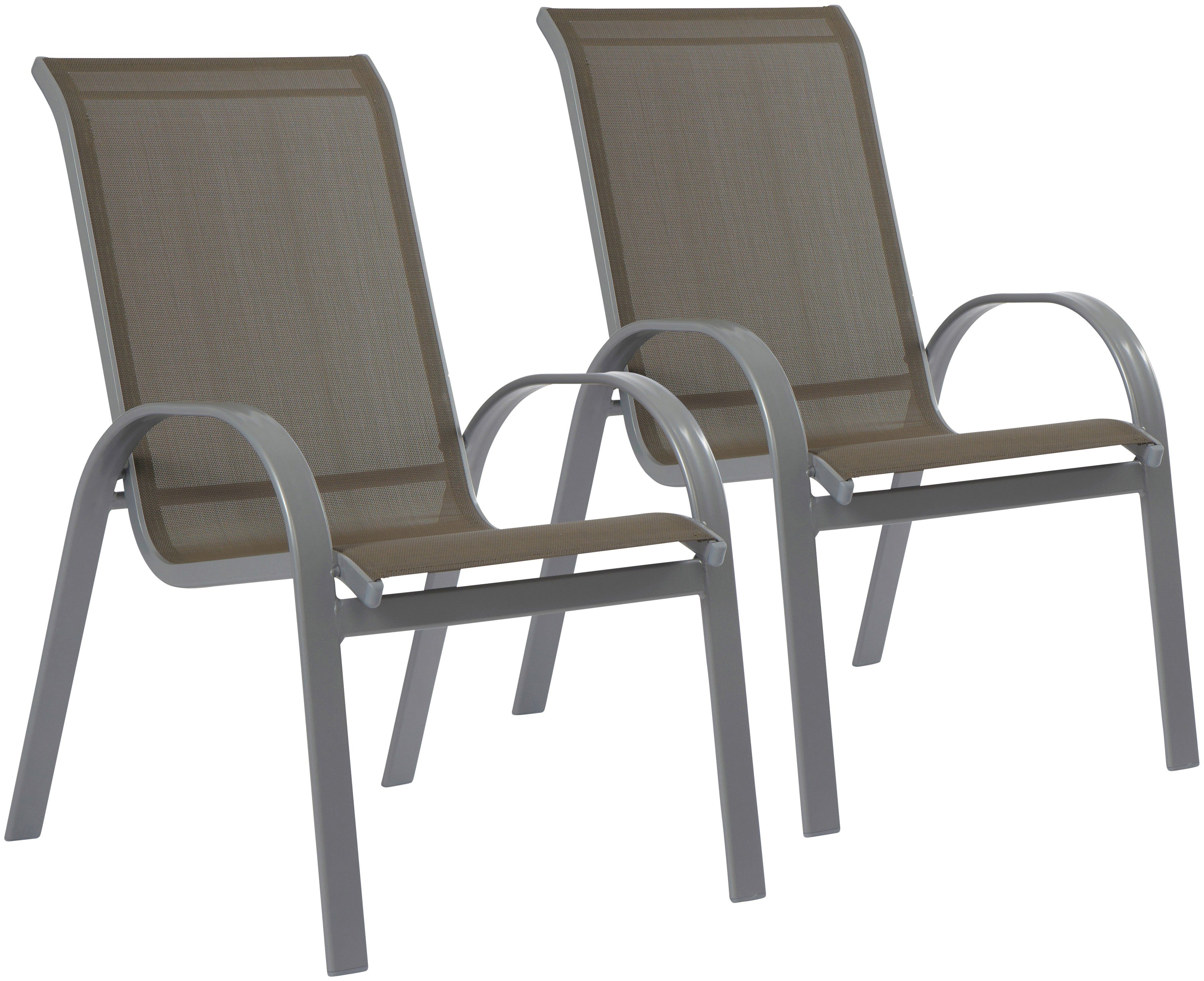 MERXX Garten-Essgruppe Amalfi, (9-tlg), 8 Stapelsessel, Tisch 100x180-240 cm, Alu/Textil