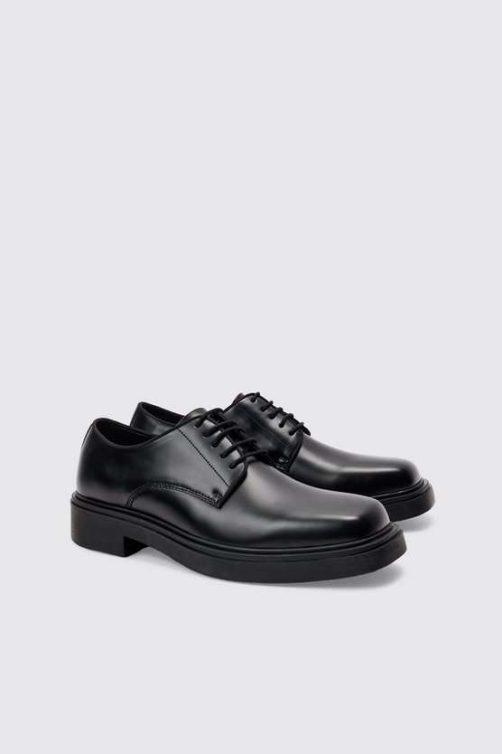 Geschnürte PU Loafer in Schwarz