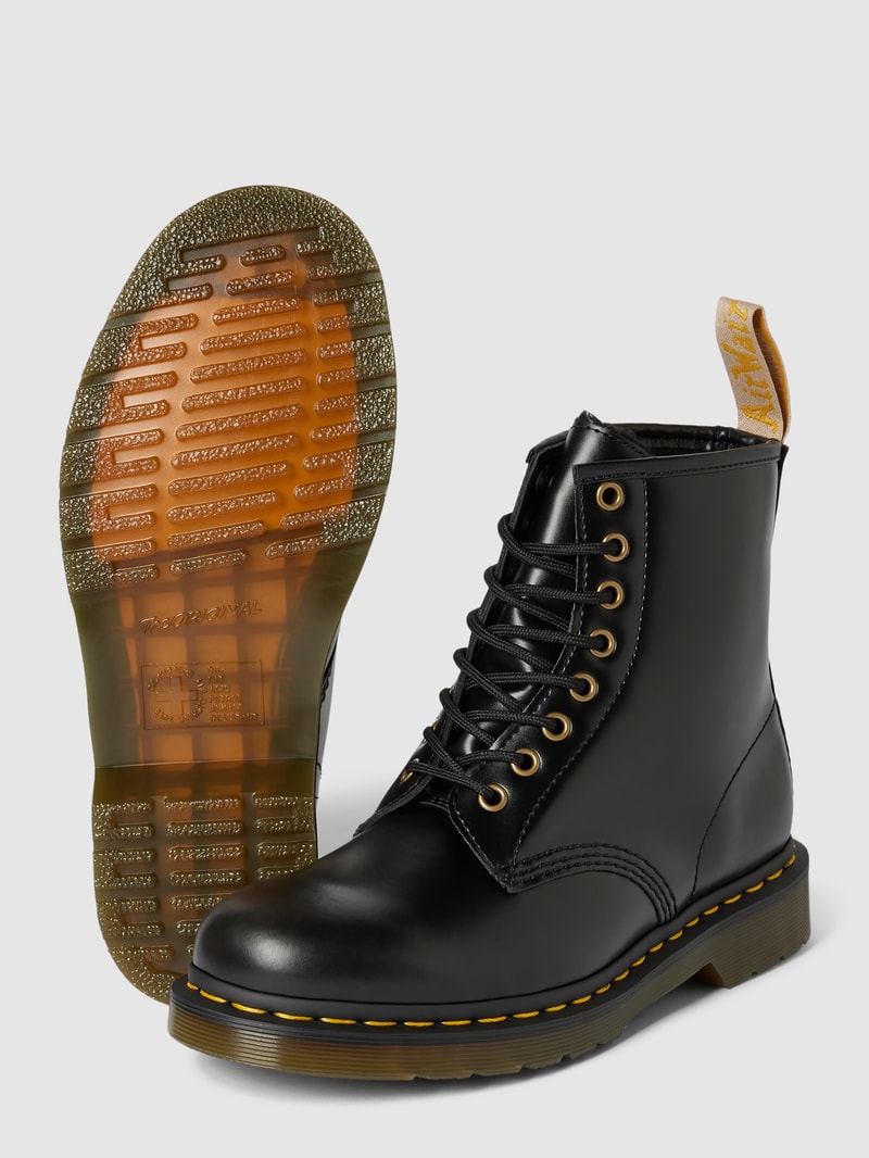 Boots mit Schnürung Modell 'Vegan' in schwarz