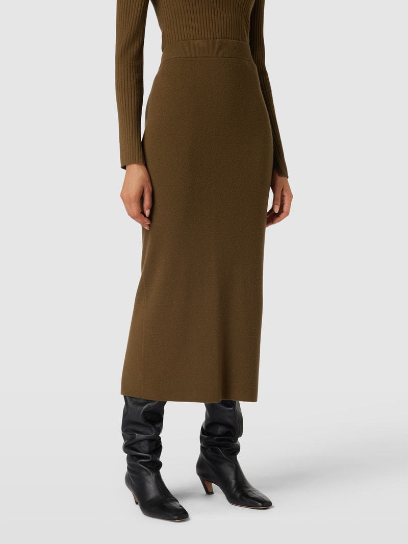 Maxirock aus Schurwoll-Mix in khaki