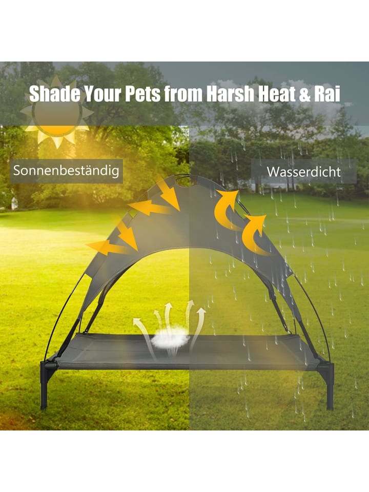 COSTWAY Hundebett mit Baldachin XL in Grau günstig kaufen 105 cm