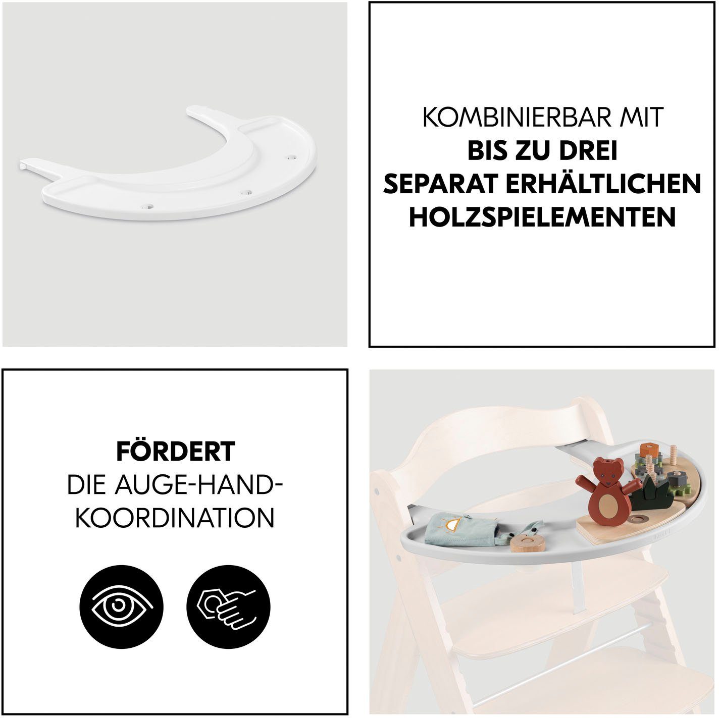 Hauck Hochstuhltablett Arketa Play Tray, White, Kunststoff