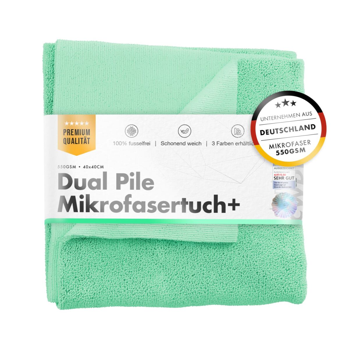 chemicalworkz Dual Pile Towel 550GSM Hellgrün Allzwecktuch 40×40cm